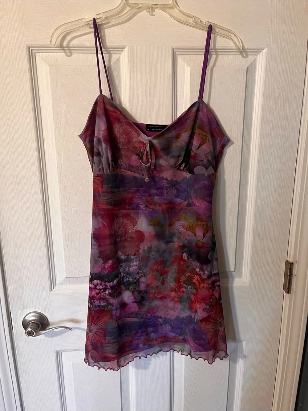 Run Floral Purple Slip Dress with Spaghetti Straps - Picture 1 of 4